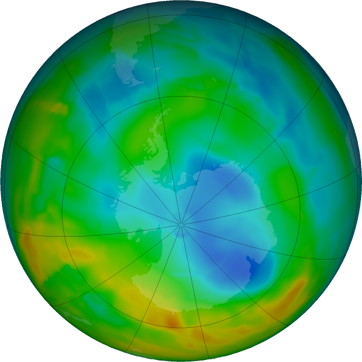 Antarctic ozone map for 17 July 2011